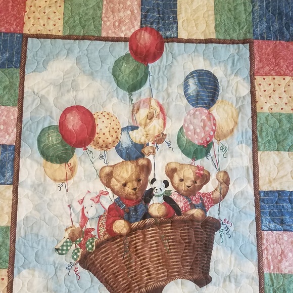 Blue jean teddy bear childs quilt  34 x 40in - Picture 1 of 4